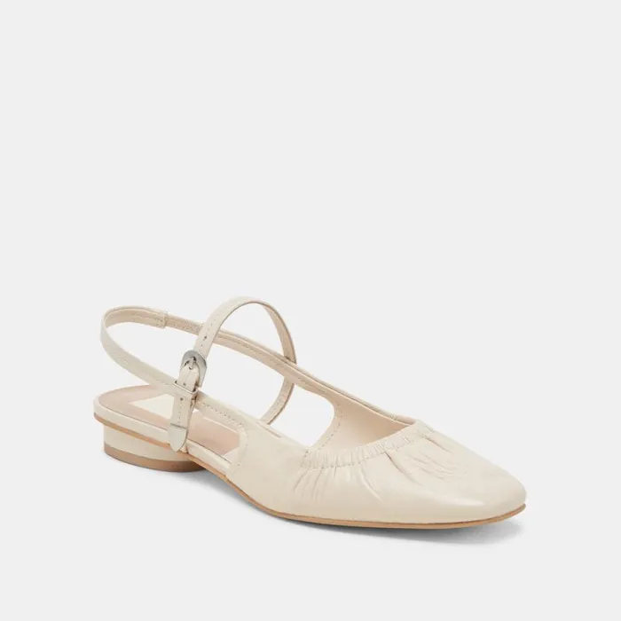 Dolce Vita Rianne Flats Ivory Crinkle Patent Women Flats and Loafers