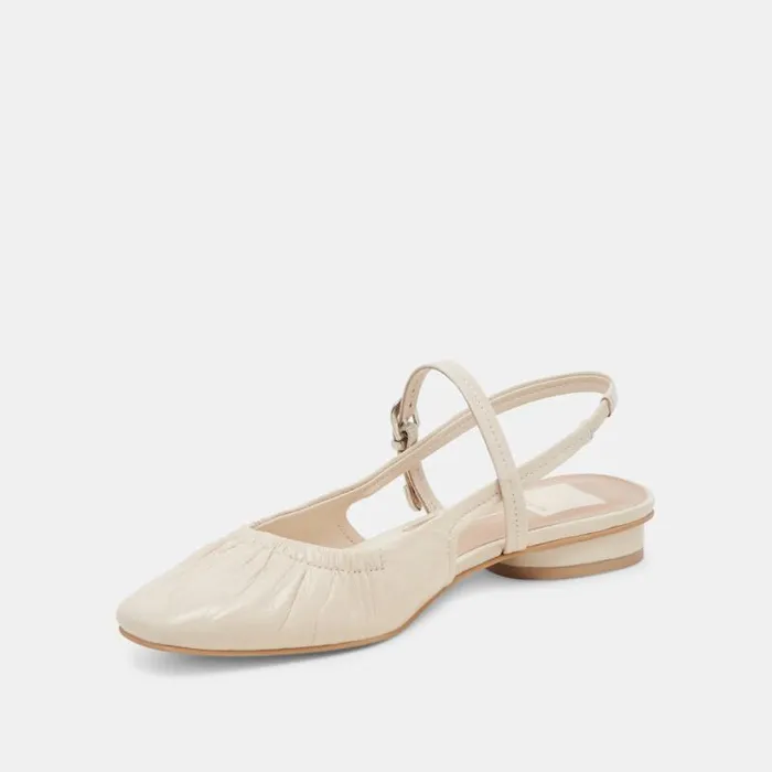Dolce Vita Rianne Flats Ivory Crinkle Patent Women Flats and Loafers