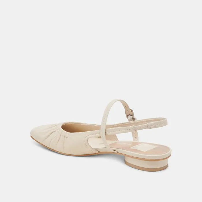 Dolce Vita Rianne Flats Ivory Crinkle Patent Women Flats and Loafers