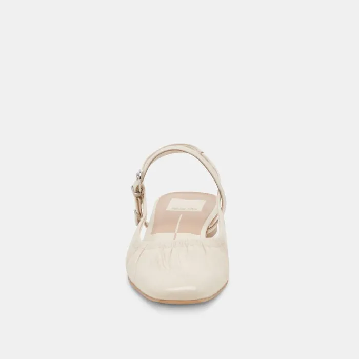 Dolce Vita Rianne Flats Ivory Crinkle Patent Women Flats and Loafers