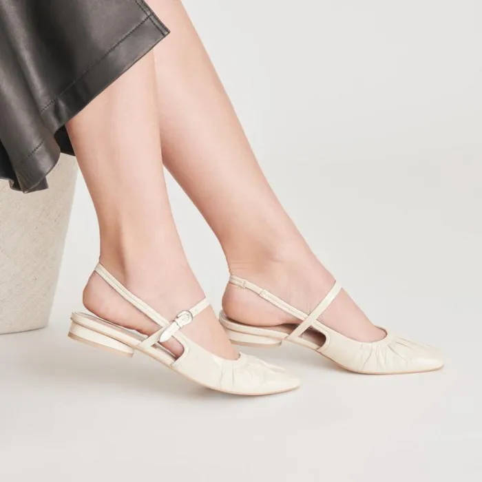Dolce Vita Rianne Flats Ivory Crinkle Patent Women Flats and Loafers