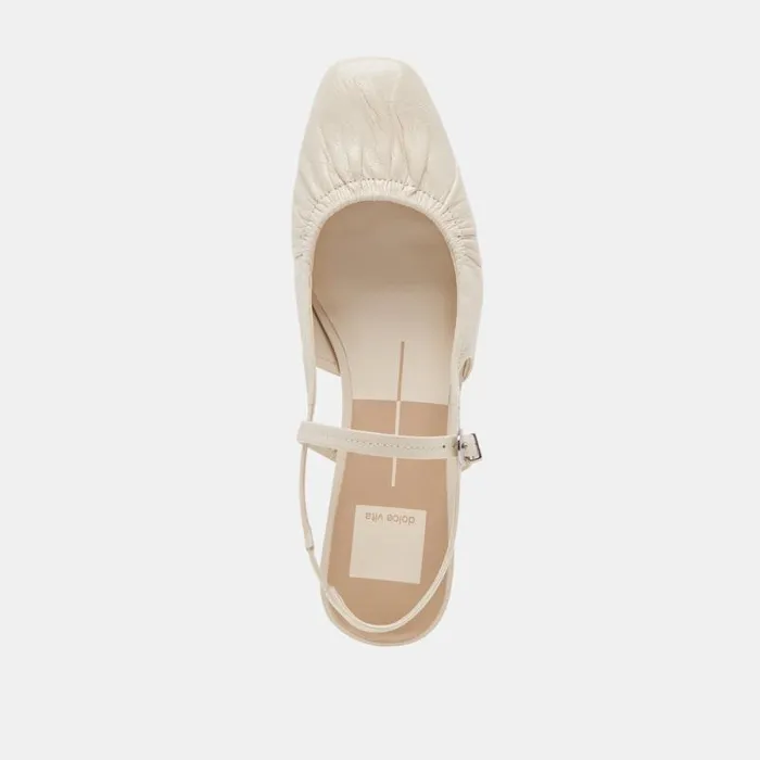 Dolce Vita Rianne Flats Ivory Crinkle Patent Women Flats and Loafers