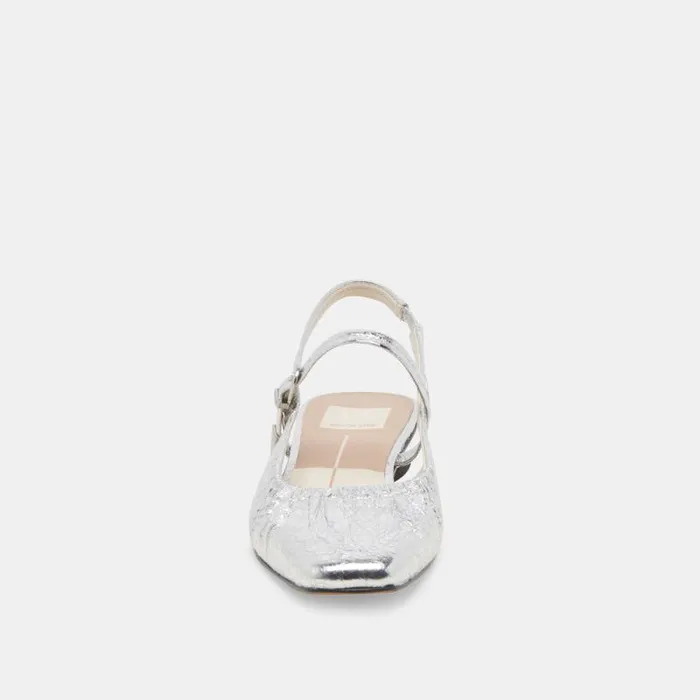 Dolce Vita Rianne Flats Silver Distressed Leather Women Flats and Loafers