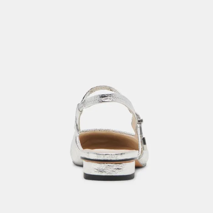 Dolce Vita Rianne Flats Silver Distressed Leather Women Flats and Loafers