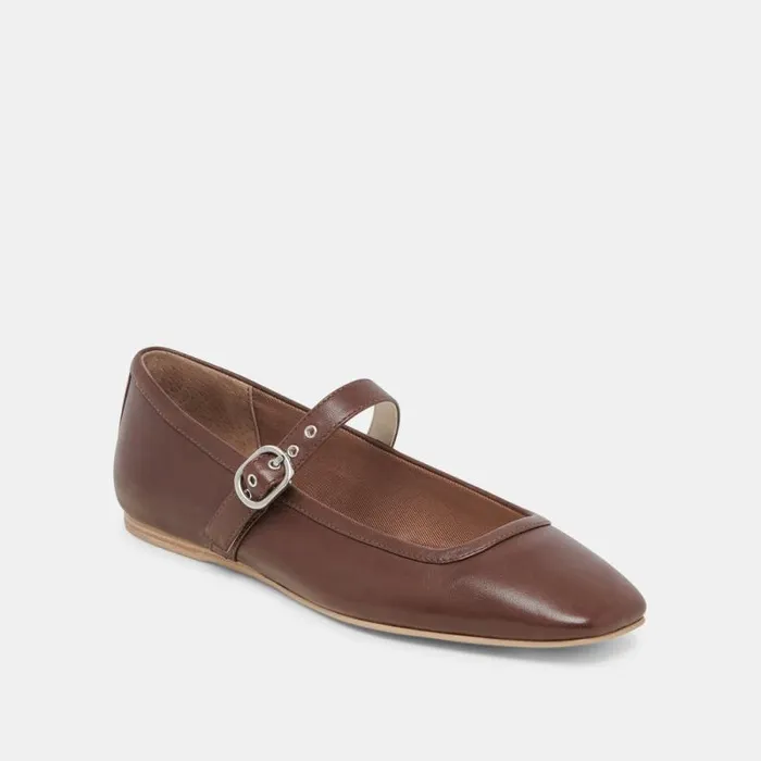 Dolce Vita Rodni Ballet Flats Dk Brown Leather Women Flats and Loafers