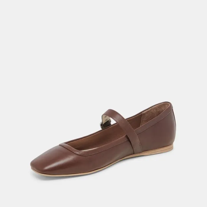 Dolce Vita Rodni Ballet Flats Dk Brown Leather Women Flats and Loafers