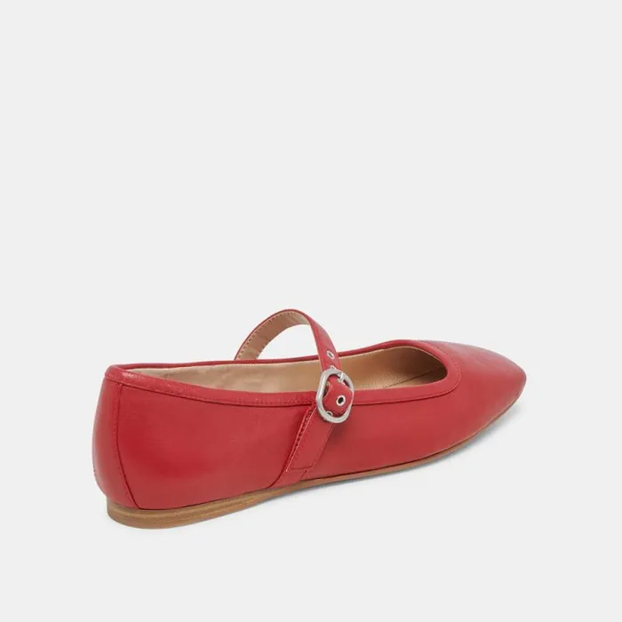 Dolce Vita Rodni Ballet Flats Red Leather Women Flats and Loafers