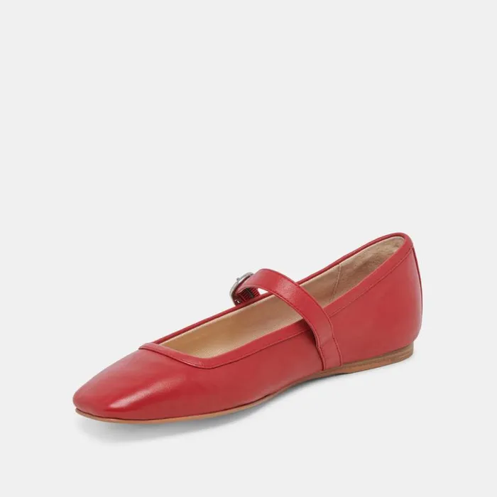 Dolce Vita Rodni Ballet Flats Red Leather Women Flats and Loafers