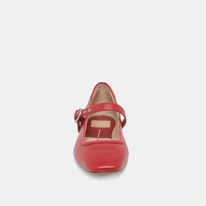 Dolce Vita Rodni Ballet Flats Red Leather Women Flats and Loafers