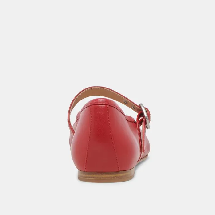 Dolce Vita Rodni Ballet Flats Red Leather Women Flats and Loafers