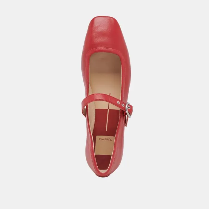 Dolce Vita Rodni Ballet Flats Red Leather Women Flats and Loafers