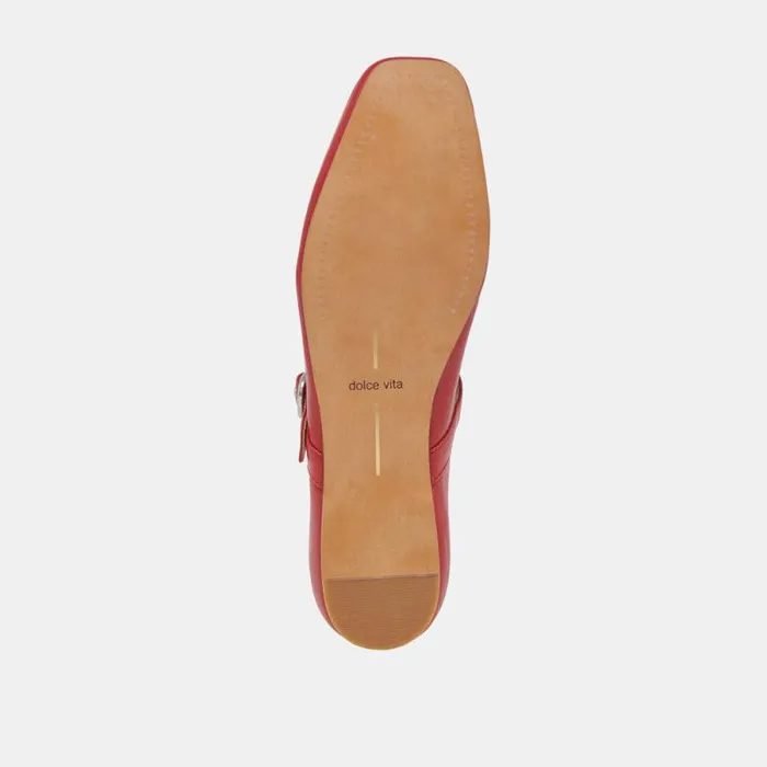Dolce Vita Rodni Ballet Flats Red Leather Women Flats and Loafers