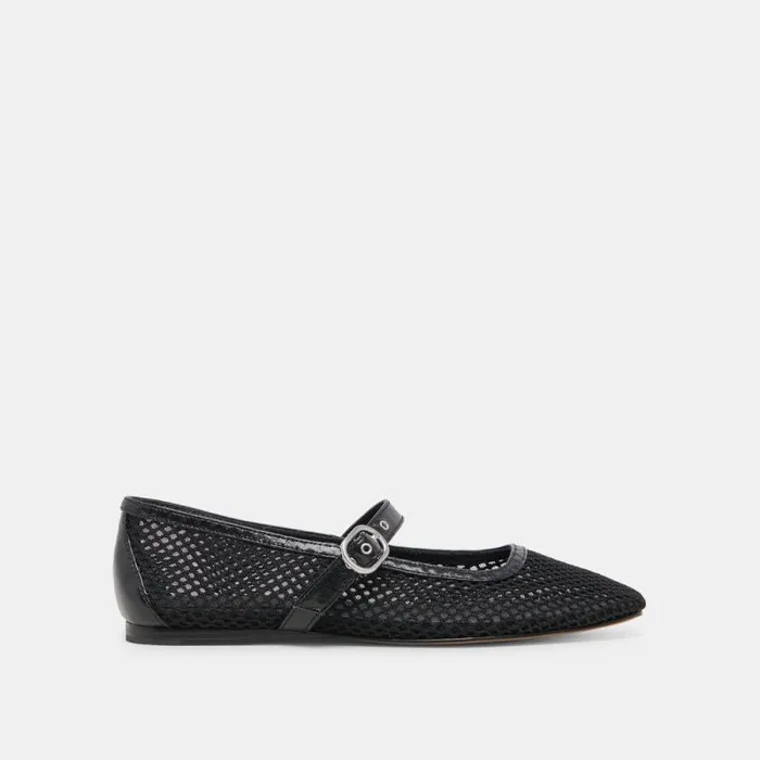 Dolce Vita Rodni Mesh Ballet Flats Black Woven Mesh Women Flats and Loafers