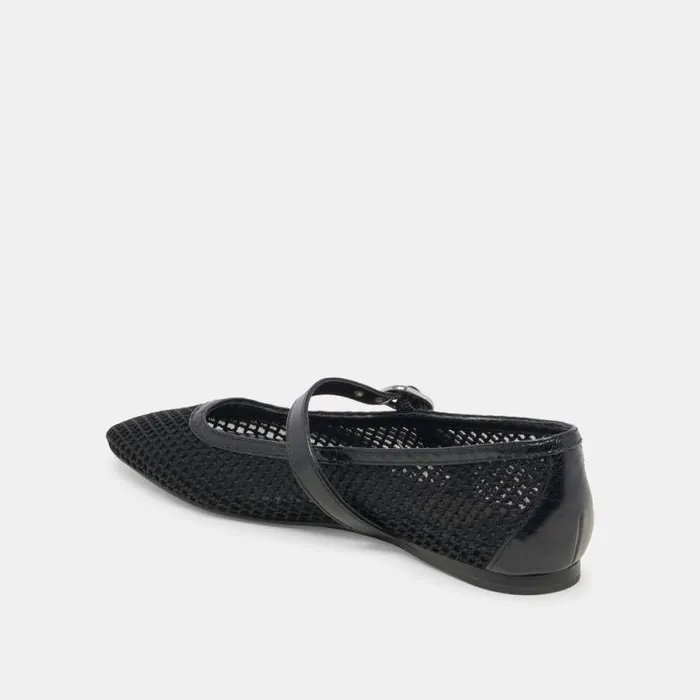 Dolce Vita Rodni Mesh Ballet Flats Black Woven Mesh Women Flats and Loafers