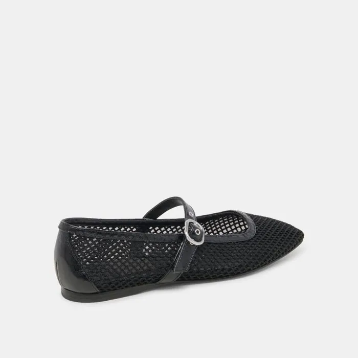 Dolce Vita Rodni Mesh Ballet Flats Black Woven Mesh Women Flats and Loafers