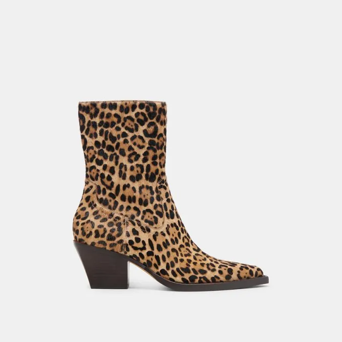 Dolce Vita Rutger Boots Leopard Calf Hair Women Boots and Booties