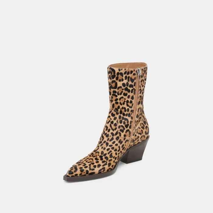 Dolce Vita Rutger Boots Leopard Calf Hair Women Boots and Booties