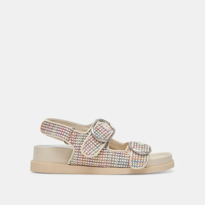 Dolce Vita Starla Pride Sandals White Multi Raffia Women Sandals