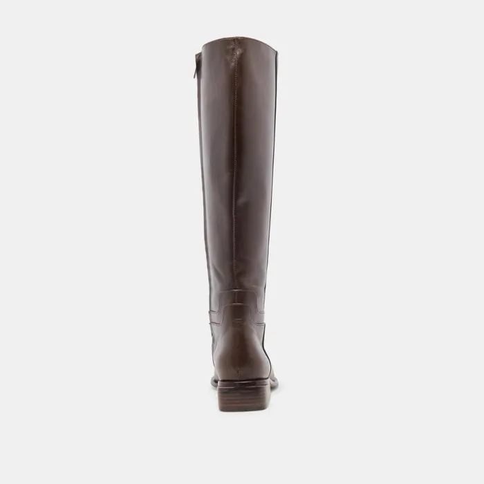 Dolce Vita Verdi Wide Calf Boots Walnut Leather Women Boots and Booties