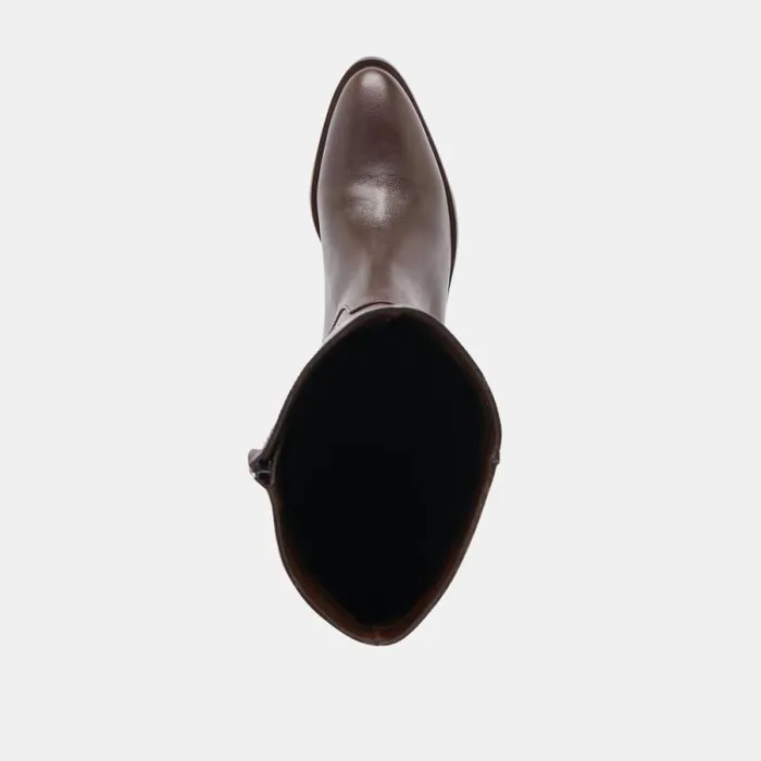 Dolce Vita Verdi Wide Calf Boots Walnut Leather Women Boots and Booties