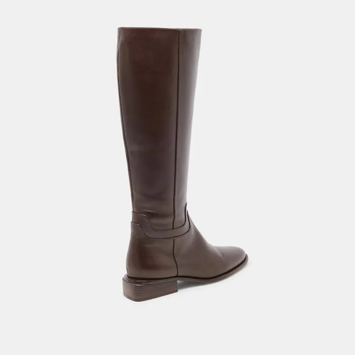 Dolce Vita Verdi Wide Calf Boots Walnut Leather Women Boots and Booties