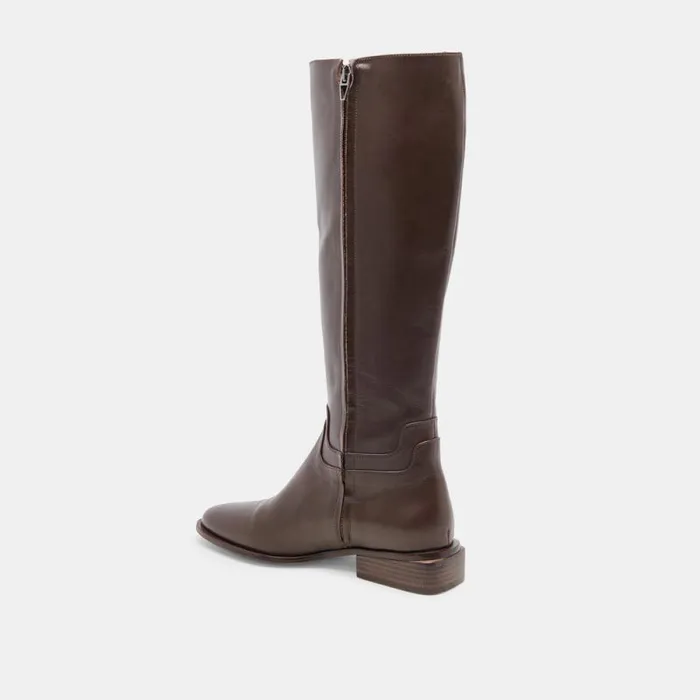 Dolce Vita Verdi Wide Calf Boots Walnut Leather Women Boots and Booties