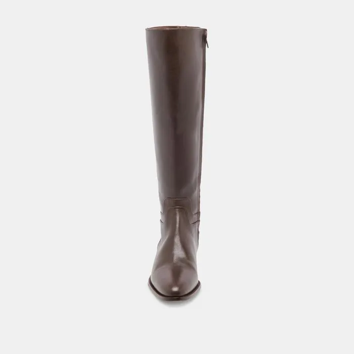 Dolce Vita Verdi Wide Calf Boots Walnut Leather Women Boots and Booties