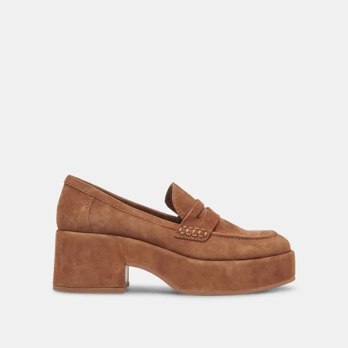 Dolce Vita Yanni Loafers Chestnut Suede Women Flats and Loafers