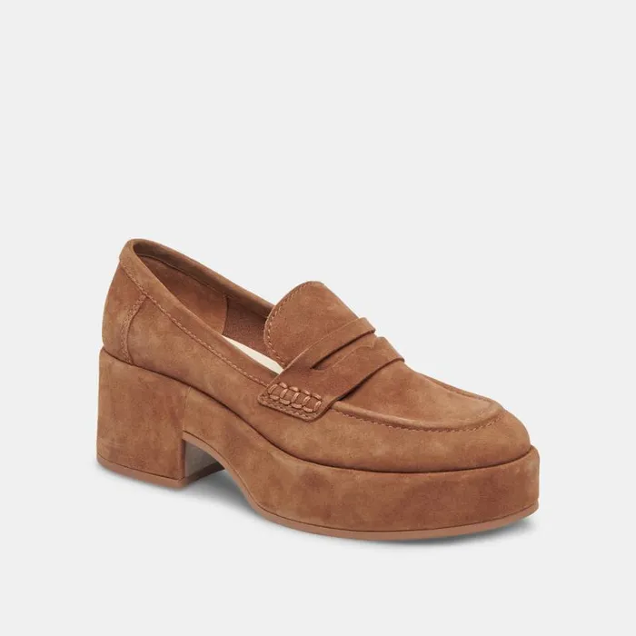 Dolce Vita Yanni Loafers Chestnut Suede Women Flats and Loafers