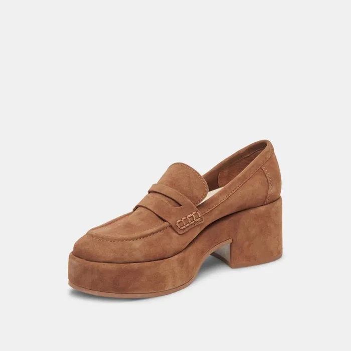 Dolce Vita Yanni Loafers Chestnut Suede Women Flats and Loafers