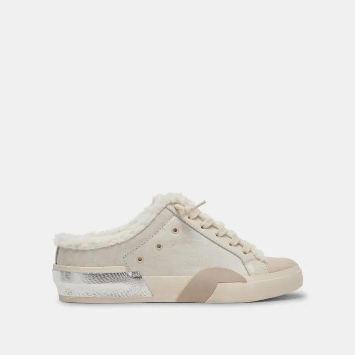 Dolce Vita Zantel Sneakers Off White Crackled Leather Women Mules and Clogs
