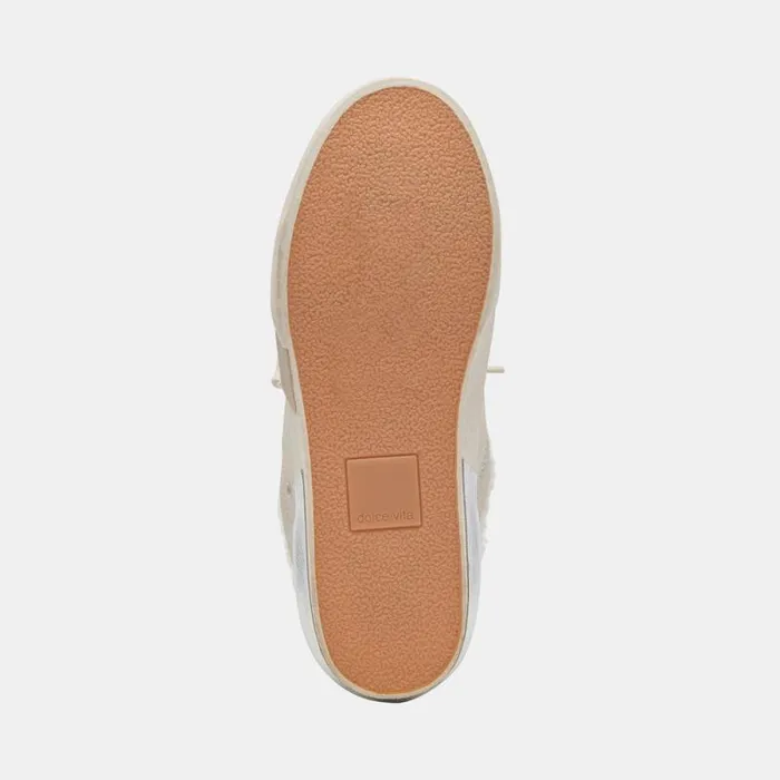 Dolce Vita Zantel Sneakers Off White Crackled Leather Women Mules and Clogs