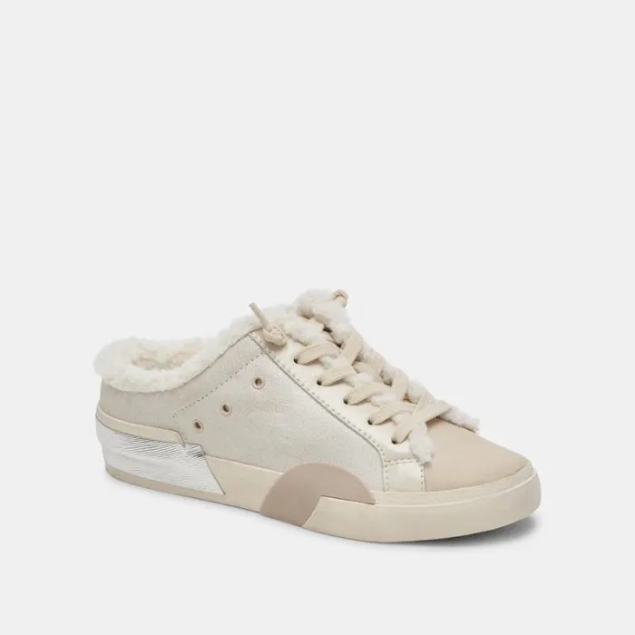 Dolce Vita Zantel Sneakers Off White Crackled Leather Women Mules and Clogs