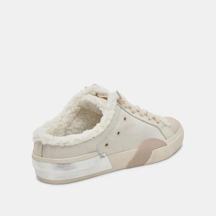 Dolce Vita Zantel Sneakers Off White Crackled Leather Women Mules and Clogs
