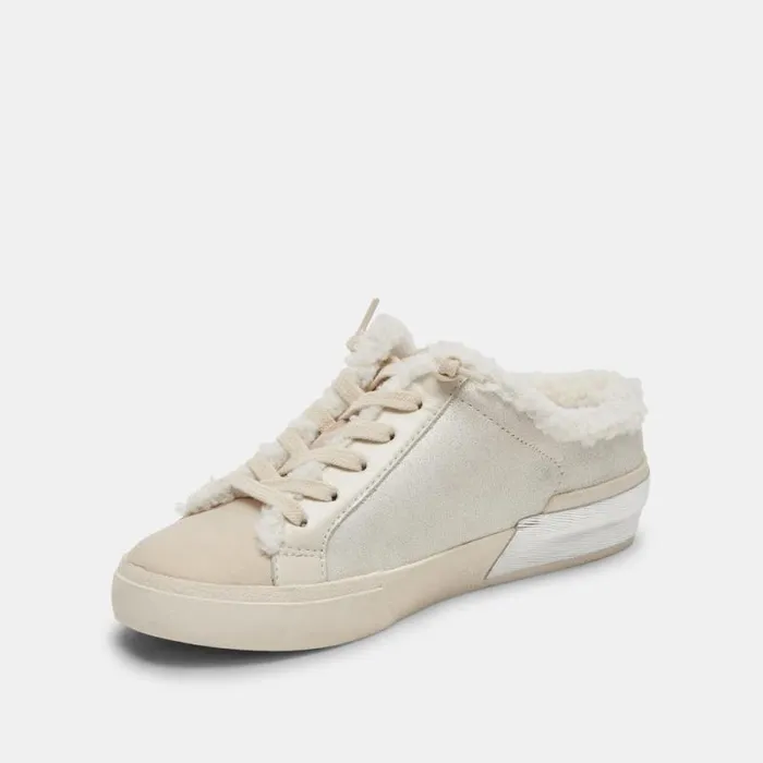 Dolce Vita Zantel Sneakers Off White Crackled Leather Women Mules and Clogs