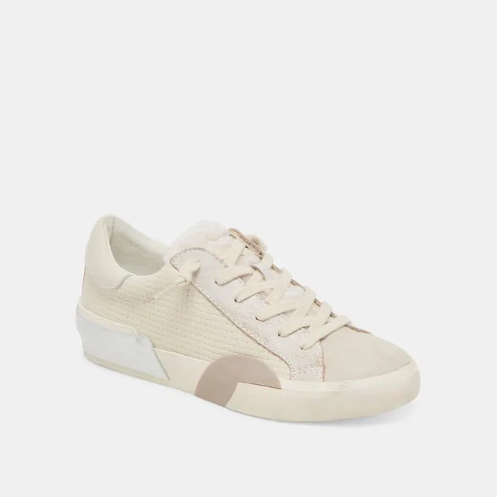 Dolce Vita Zina Plush Sneakers Off White Woven Women Sneakers