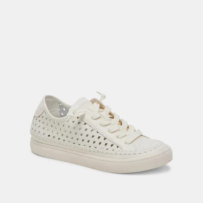 Dolce Vita Zolen Sneakers White Perforated Leather Women Sneakers