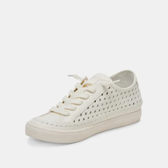 Dolce Vita Zolen Sneakers White Perforated Leather Women Sneakers