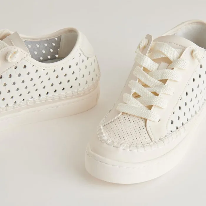Dolce Vita Zolen Sneakers White Perforated Leather Women Sneakers
