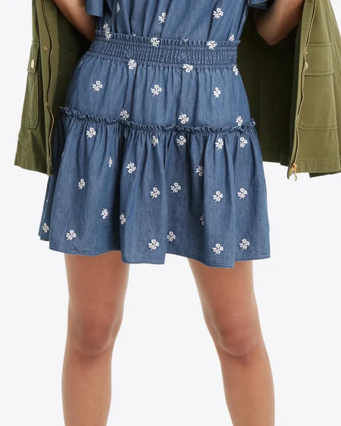 Draper James Bottoms and Skirts Women Pull On Skirt In Embroidered Chambray