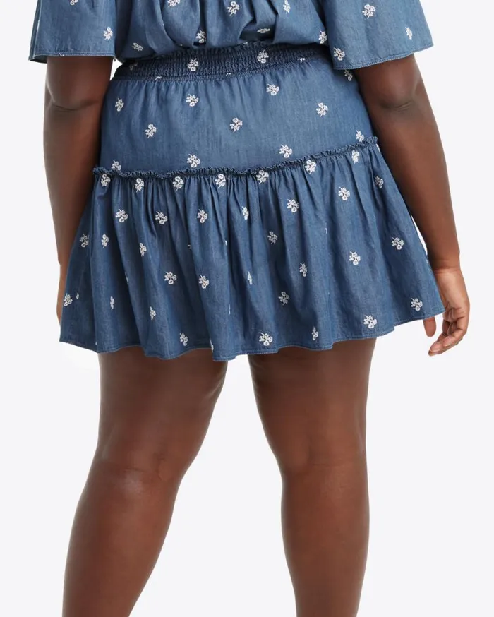 Draper James Bottoms and Skirts Women Pull On Skirt In Embroidered Chambray