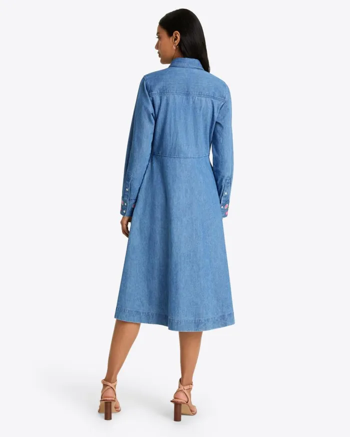 Draper James Dresses Women Cecilia Embroidered Shirtdress In Denim
