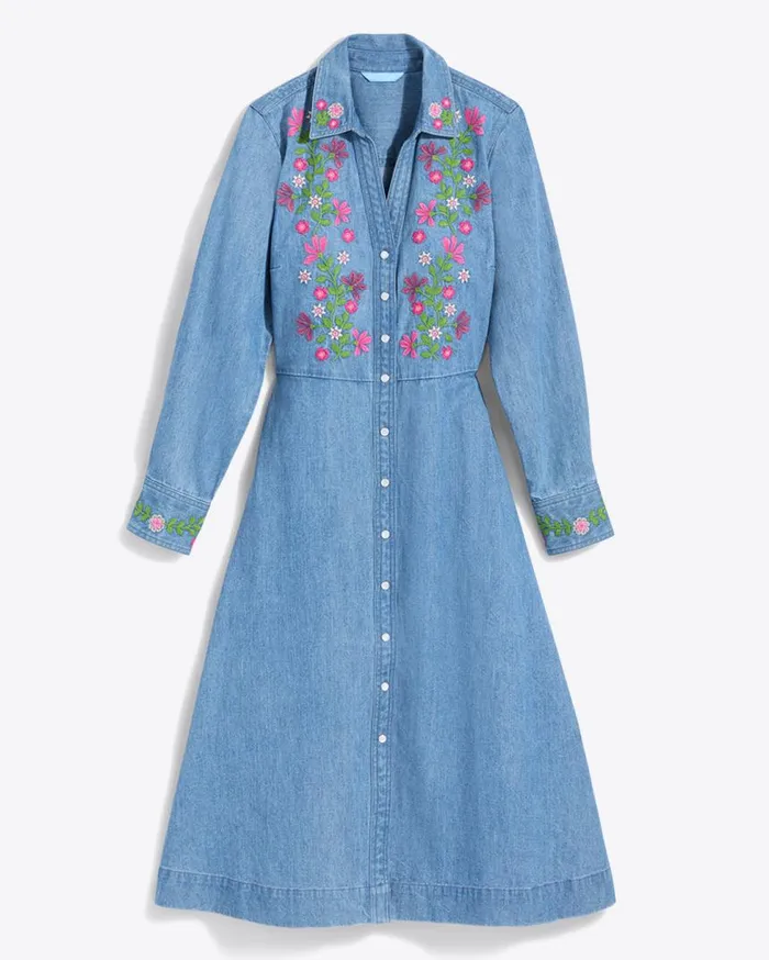 Draper James Dresses Women Cecilia Embroidered Shirtdress In Denim
