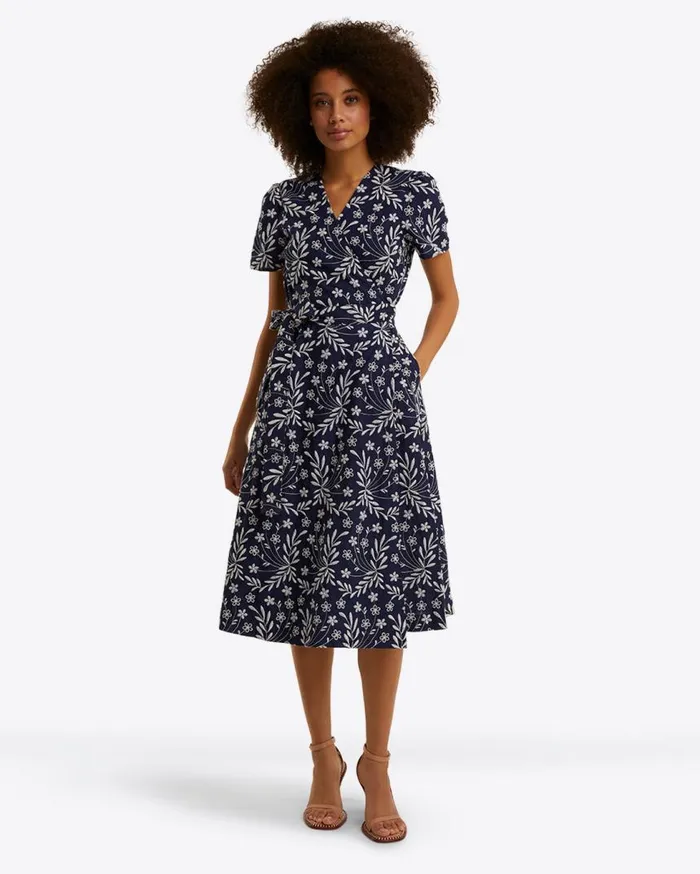 Draper James Dresses Women Rhonda Flutter Sleeve Wrap Dress In Embroidered Floral Draper James Dresses Women Rhonda Flutter Sleeve Wrap Dress In Embroidered Floral