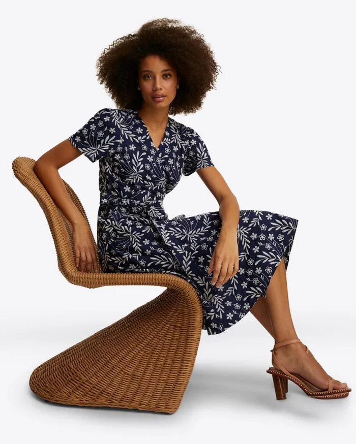 Draper James Dresses Women Rhonda Flutter Sleeve Wrap Dress In Embroidered Floral