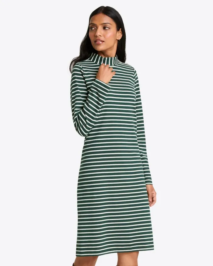 Draper James Extended Sizes Women Elsie Turtleneck Dress In Green Stripe