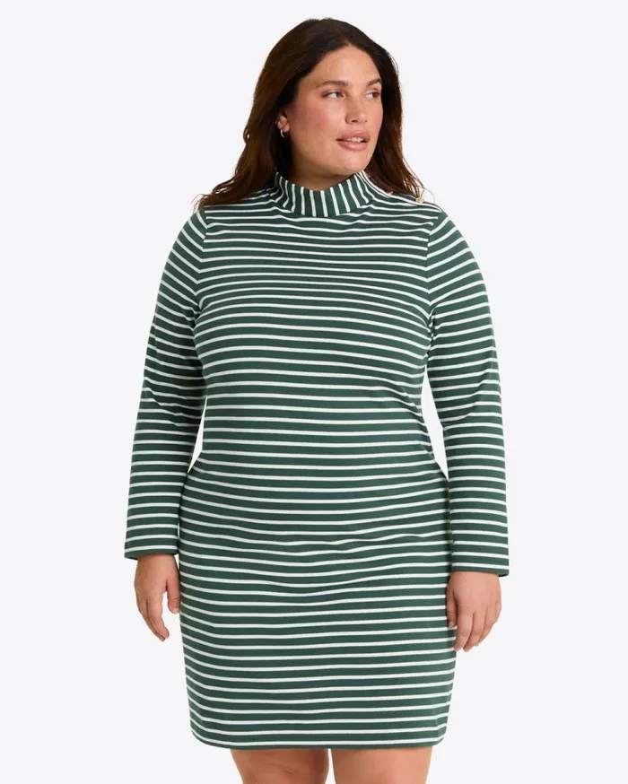 Draper James Extended Sizes Women Elsie Turtleneck Dress In Green Stripe