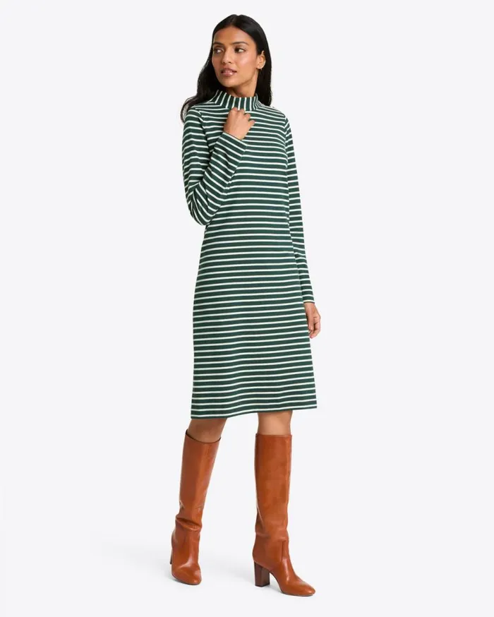 Draper James Extended Sizes Women Elsie Turtleneck Dress In Green Stripe