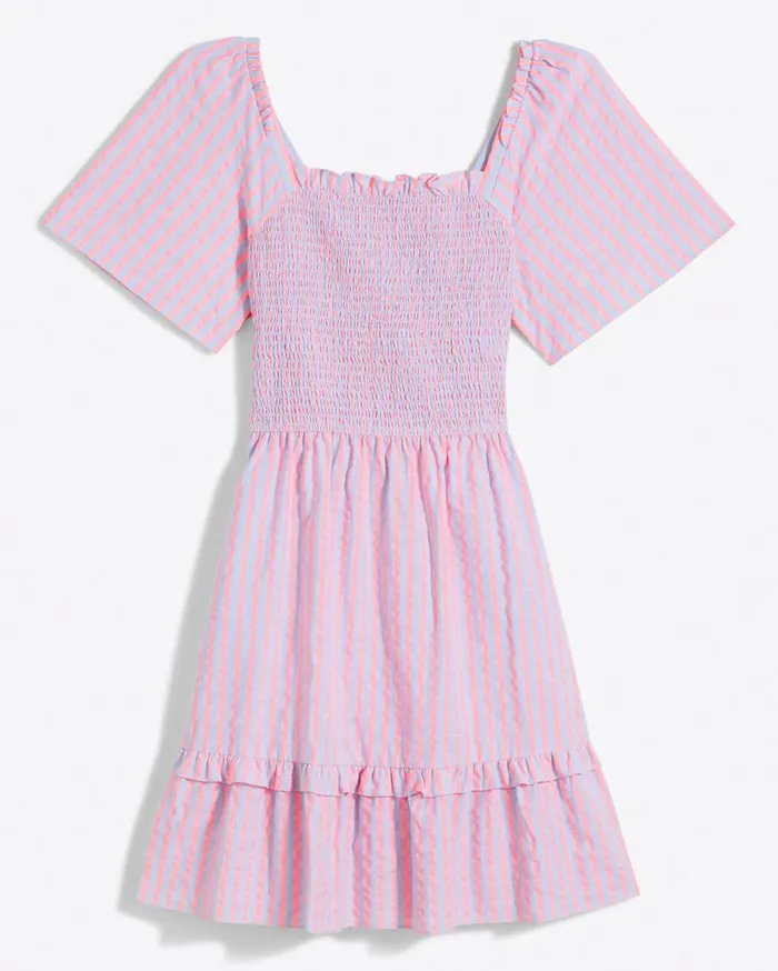 Draper James Extended Sizes Women Goldie Smocked Dress In Seersucker Stripe