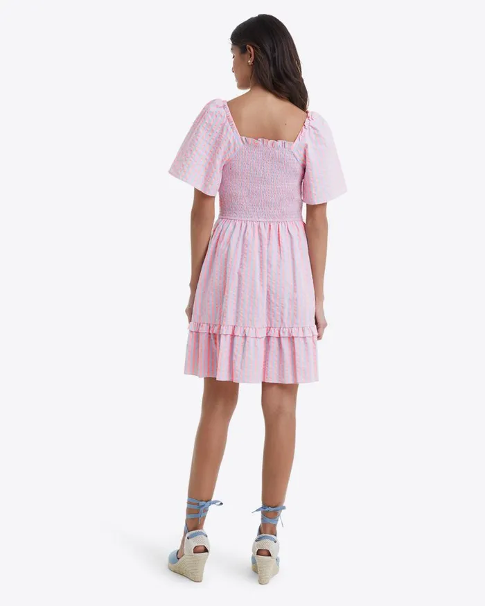 Draper James Extended Sizes Women Goldie Smocked Dress In Seersucker Stripe